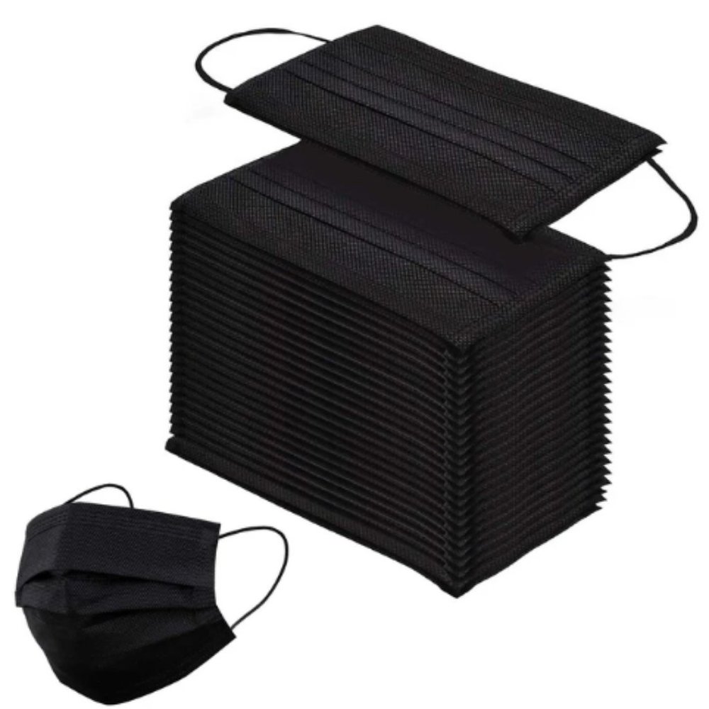 (50pk) Boxes of Disposable 3PLY Face Masks Black
